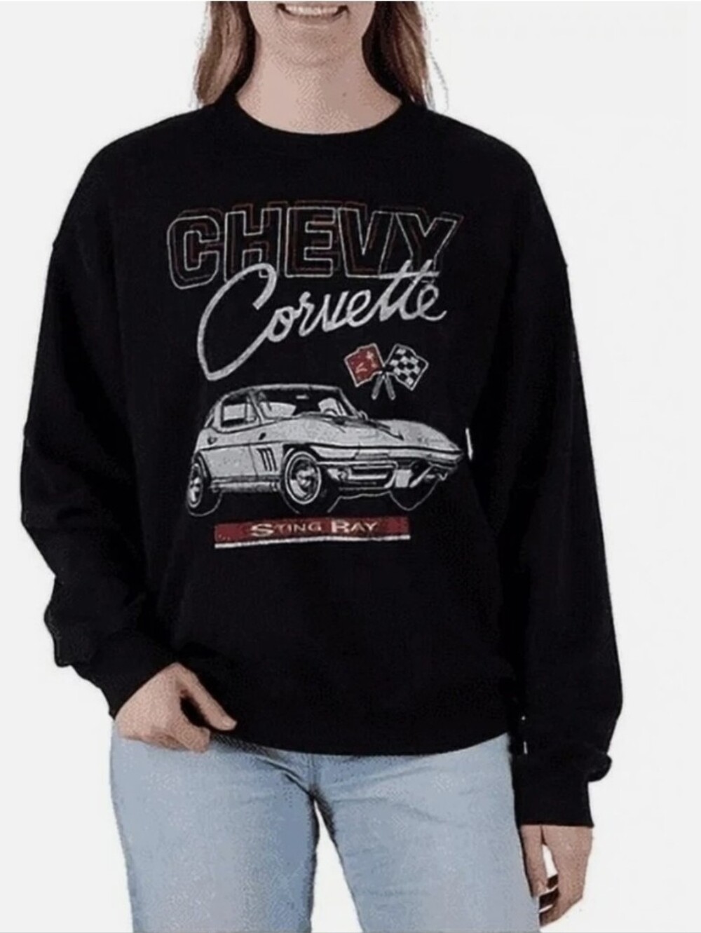 0239-Chevy Corvette Black Graphic Crewneck Sweatshirt